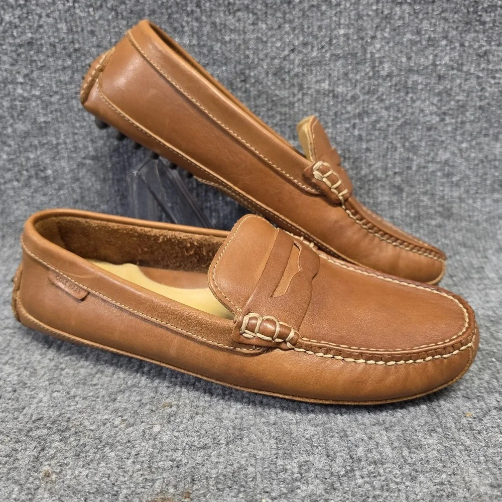 Cole Haan Grant Canoe Penny Loafers Mens 8.5M Brown Leather Driving Shoes C12134